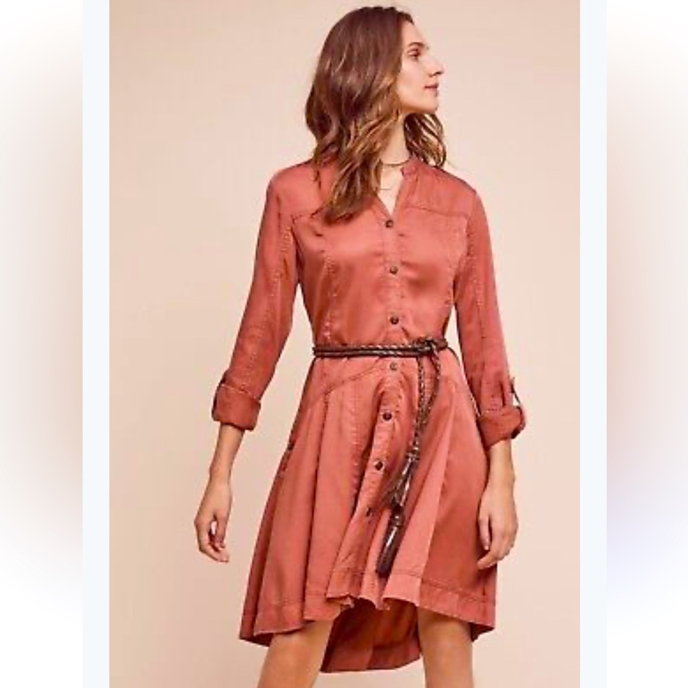 Anthropologie HOLDING HORSES Pink Asymmetrical Long Sleeve Dress
